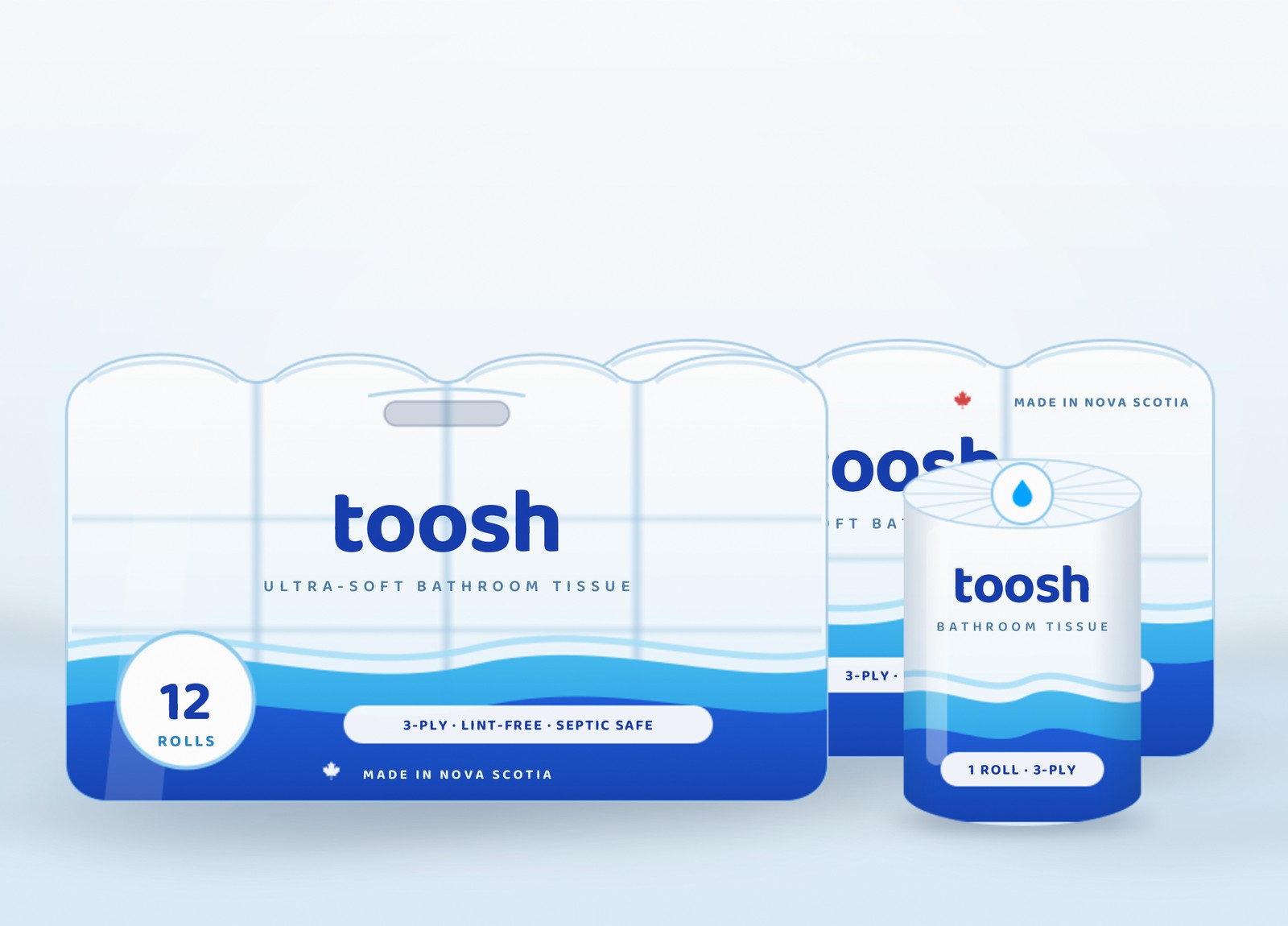 Toosh 12-roll and 6-roll packs with an individually wrapped roll